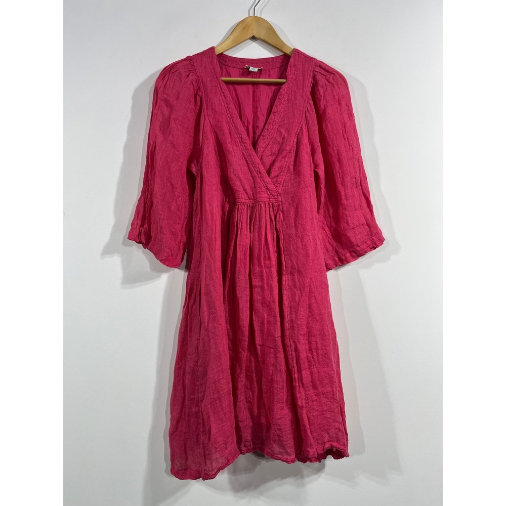 Sundance Resort Coastal Womens Linen Empire Waist Pockets Dress XS Boho Hippie